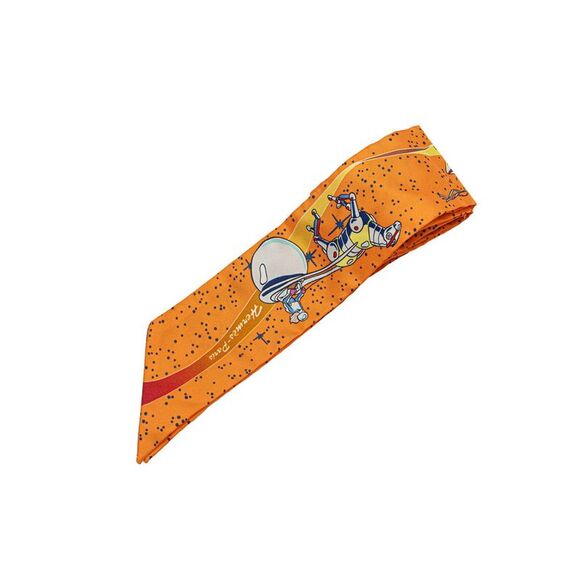 Pre Loved Hermes Luxurious Silk Twilly Scarf with Canvas Scarf Ring - Picture 1 of 5